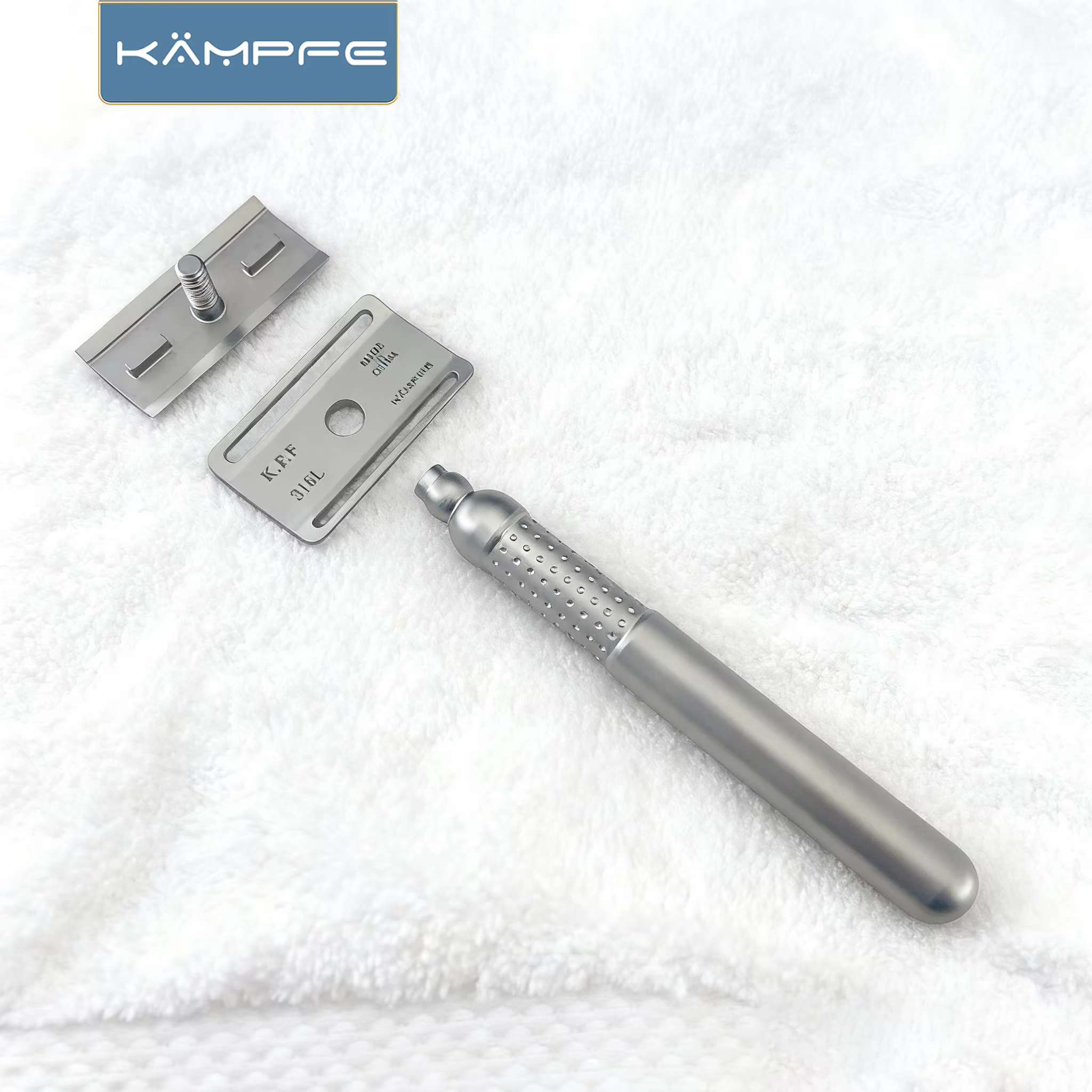 Rasoir de sécurité à double tranchant KAMPFE Premium en acier inoxydable 316L