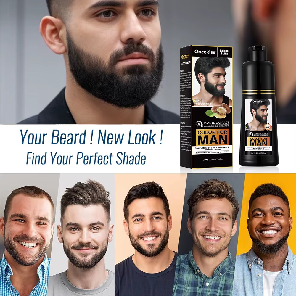Shampoing de teinture pour barbe pour hommes