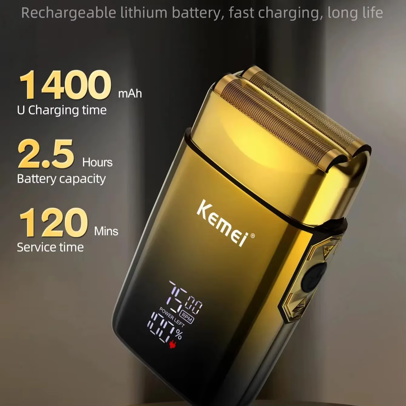 Rasoir électrique rechargeable Kemei TX10 pour hommes