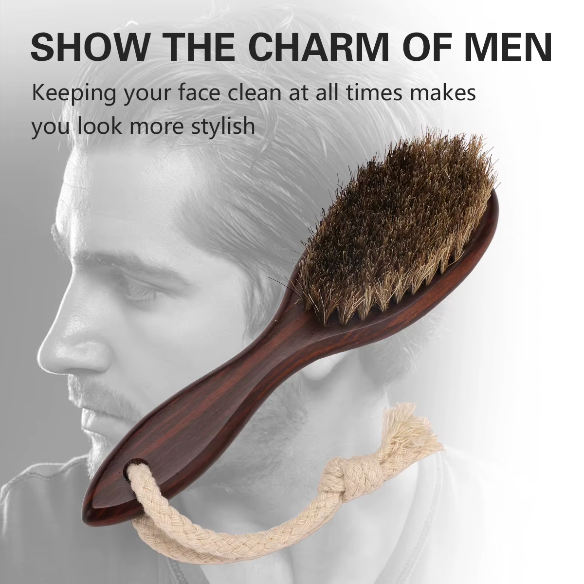 Professionnel barbier rasage barbe brosse cheveux Duster brosses crin Salon visage moustache propre