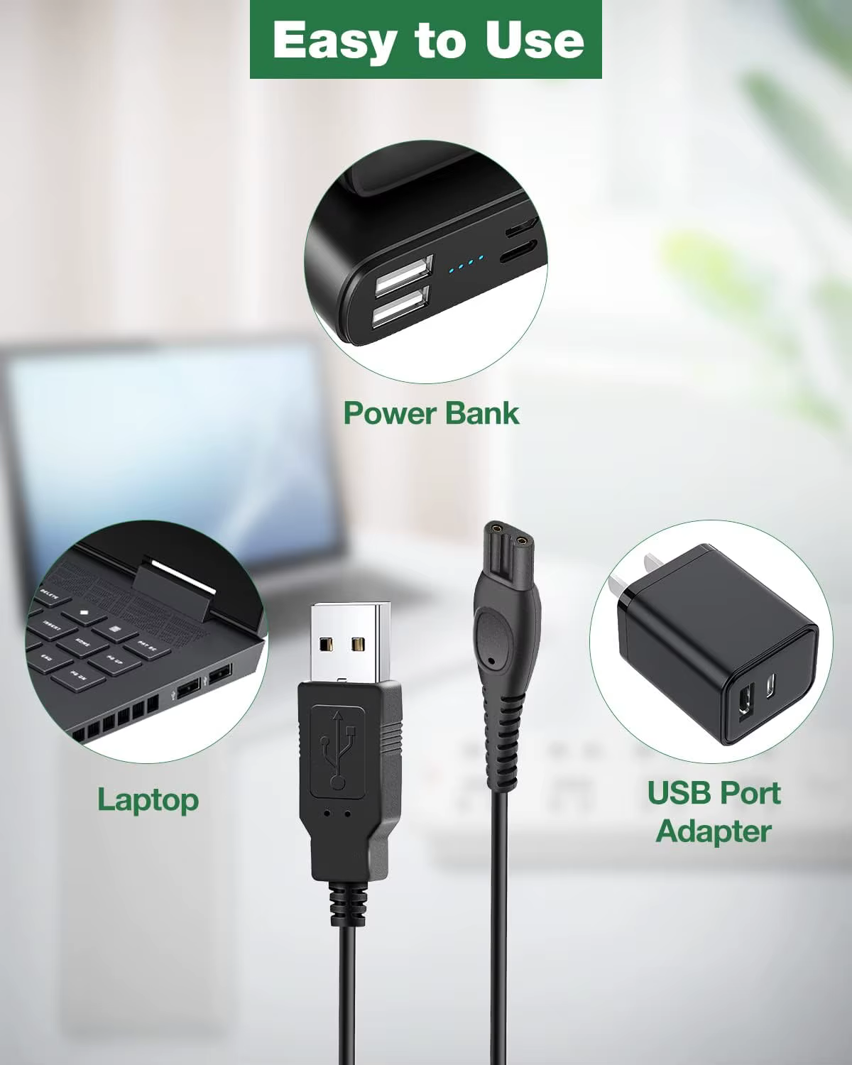 Câble de chargement USB 15V pour rasoir électrique Philips Norelco HQ8505