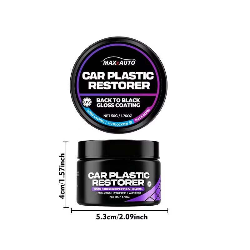 Rénovateur Plastique Voiture Effet Noir Brillant – Agent de Rénovation Cuir et Panneaux Intérieurs Auto – Cire Protectrice et Réparatrice pour Voiture