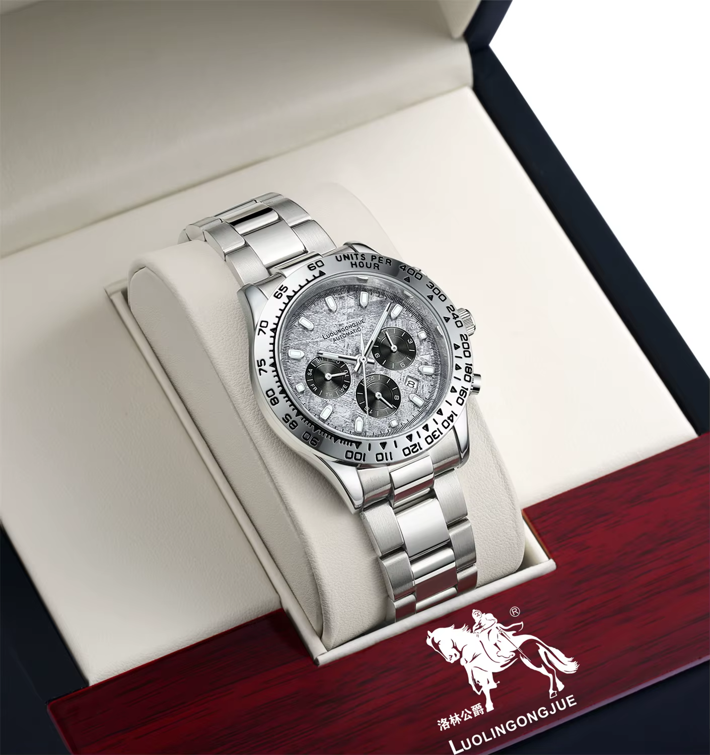 Montre mécanique pour hommes de la série luxe, montre mécanique entièrement automatique multifonction à trois cadrans et six aiguilles, montre pour hommes avec design ajouré, montre décontractée et él
