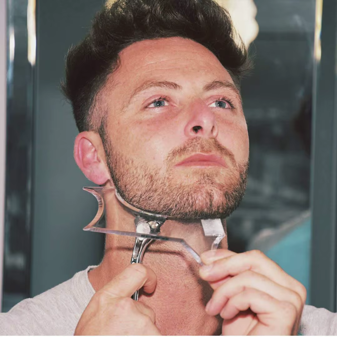 Peigne coiffant pour barbe, règle transparente pour soins pour hommes, favoris, garniture de barbe, outil de Contour