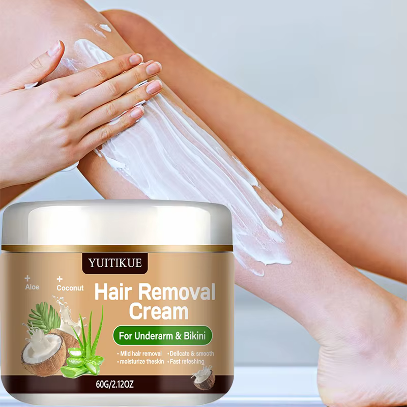 Crème dépilatoire YUITIKUE pour les aisselles et le bikini | Avec de l'aloe vera et de l'huile de coco | Formule