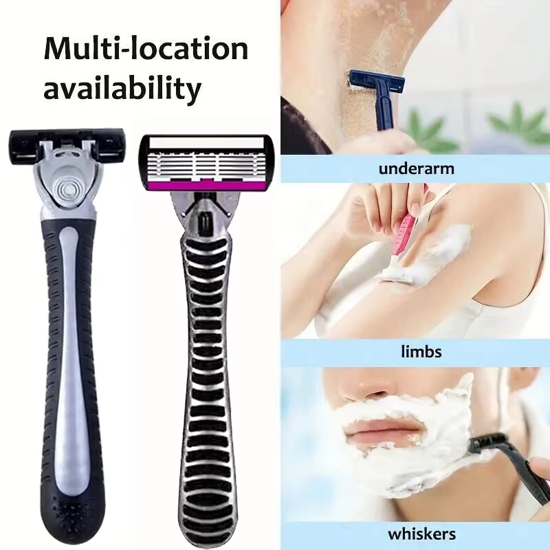 3/6/12 pièces/ Lames de rasoir de sécurité pour homme de haute qualité, cartouches de rasage en acier inoxydable allemand à 6 couches compatibles avec les rasoirs Mach