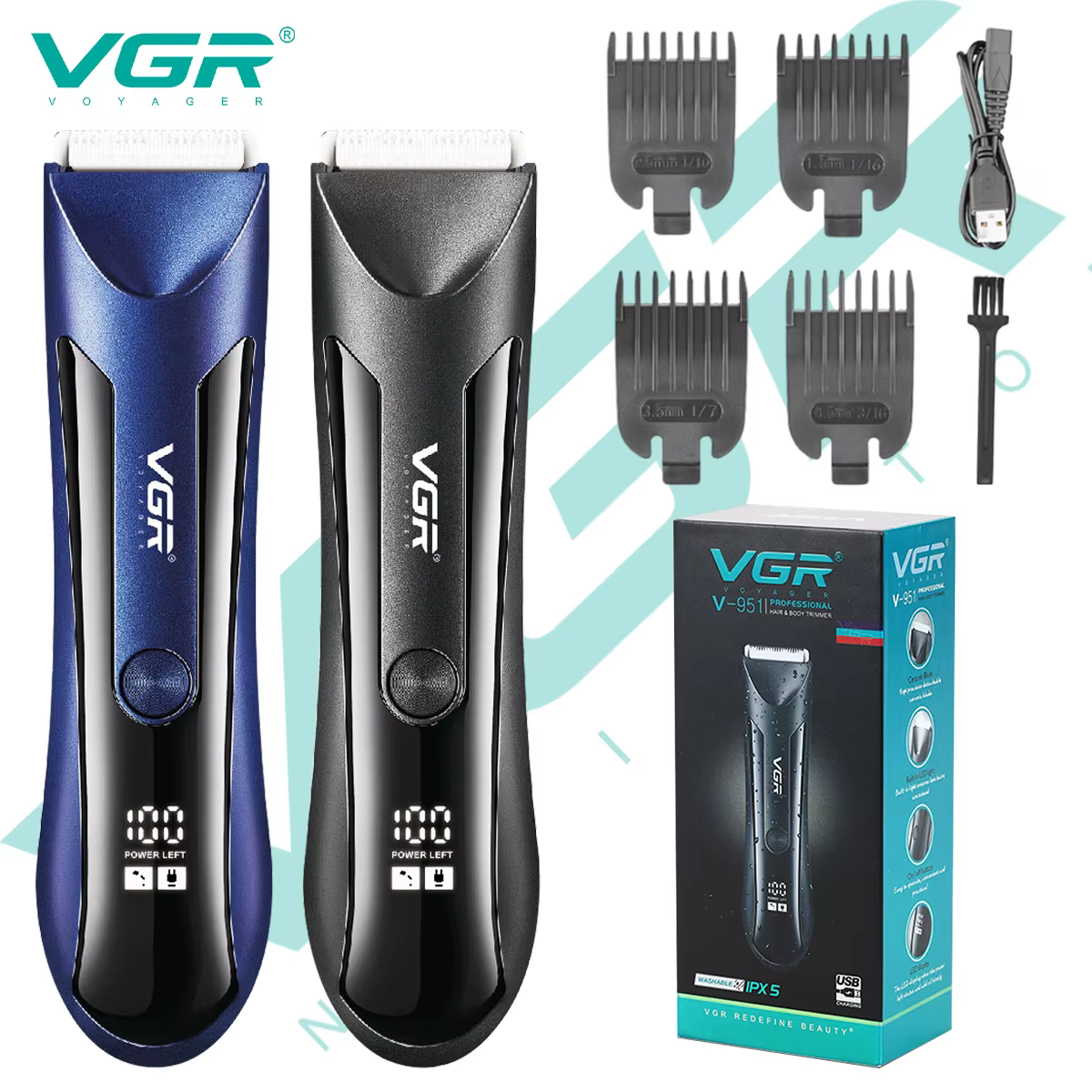 VGR 951 tondeuse à cheveux corps aine Rechargeable boule rasoir/tondeuse hommes électrique pubien barbe