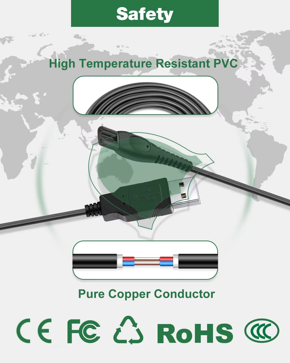 Câble de chargement USB 15V pour rasoir électrique Philips Norelco HQ8505