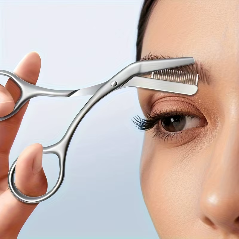 Ciseaux à sourcils professionnels en acier inoxydable avec peigne