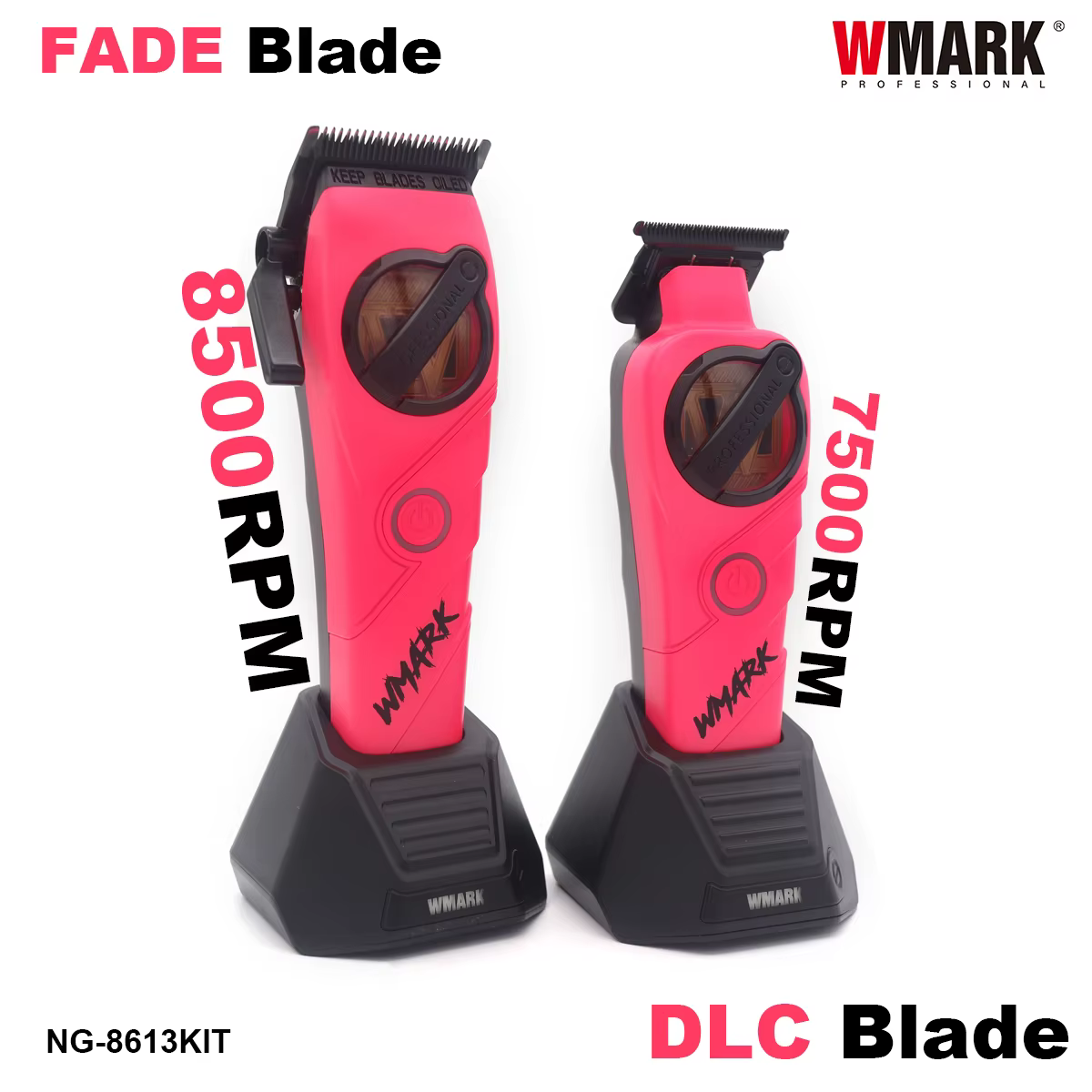 WMARK NG-8613KIT tondeuse pour hommes 8500 tr/min lame DLC entièrement en métal avec chargeur de Base ensemble de Machine de coupe de cheveux de barbier professionnel