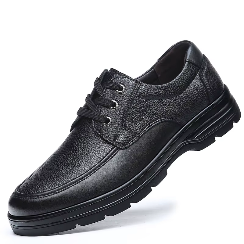 Chaussures en cuir pour hommes grande taille, à semelle épaisse, à lacets, décontractées, confortables, avec semelle en caoutchouc, bout rond, coupe basse, tendance