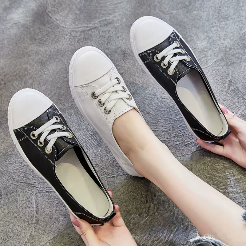 Chaussures en cuir blanches à coupe basse pour femmes, polyvalentes, plates, à enfiler, grande taille, pour étudiantes, printemps, 2021, g54