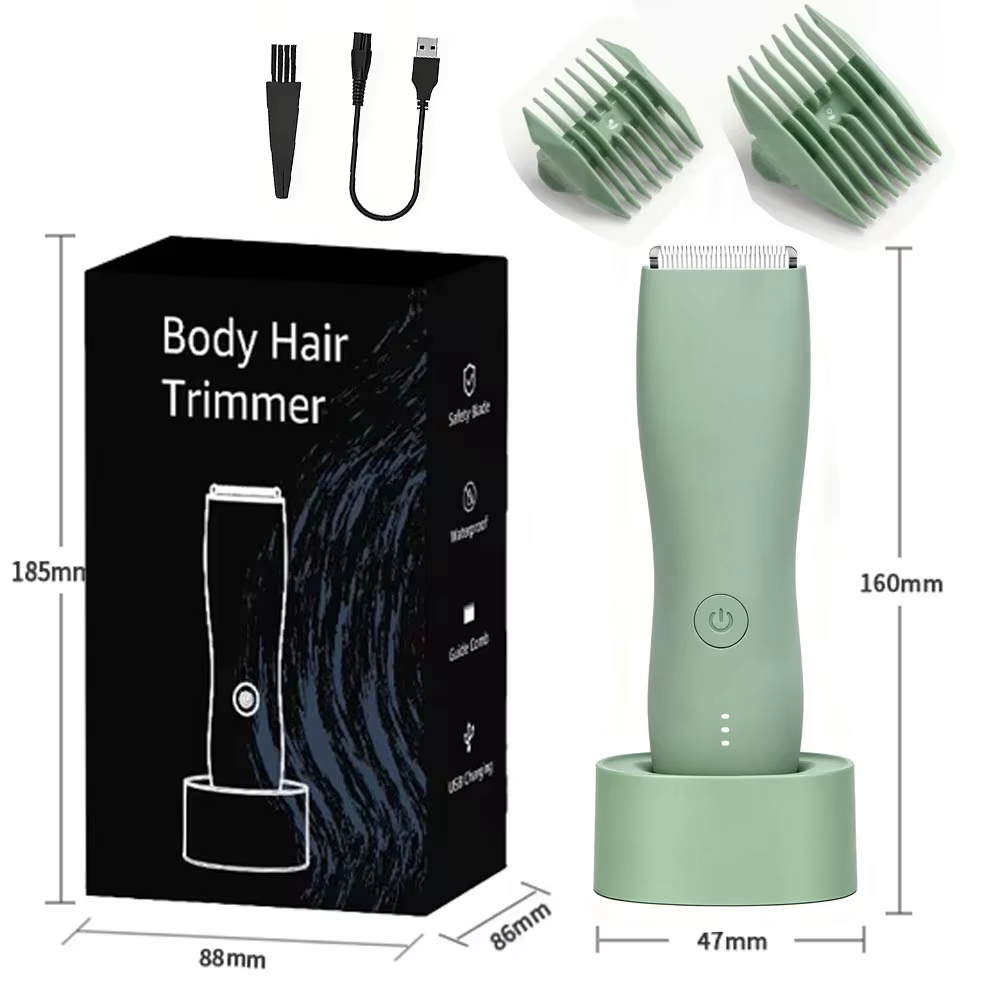Tondeuse à barbe pour hommes, tondeuse à poils du corps étanche, rasoir électrique, appareil de soins corporels, utilisation à sec ou à l’eau, pour la zone pubienne, la barbe, les jambes et la poitrin