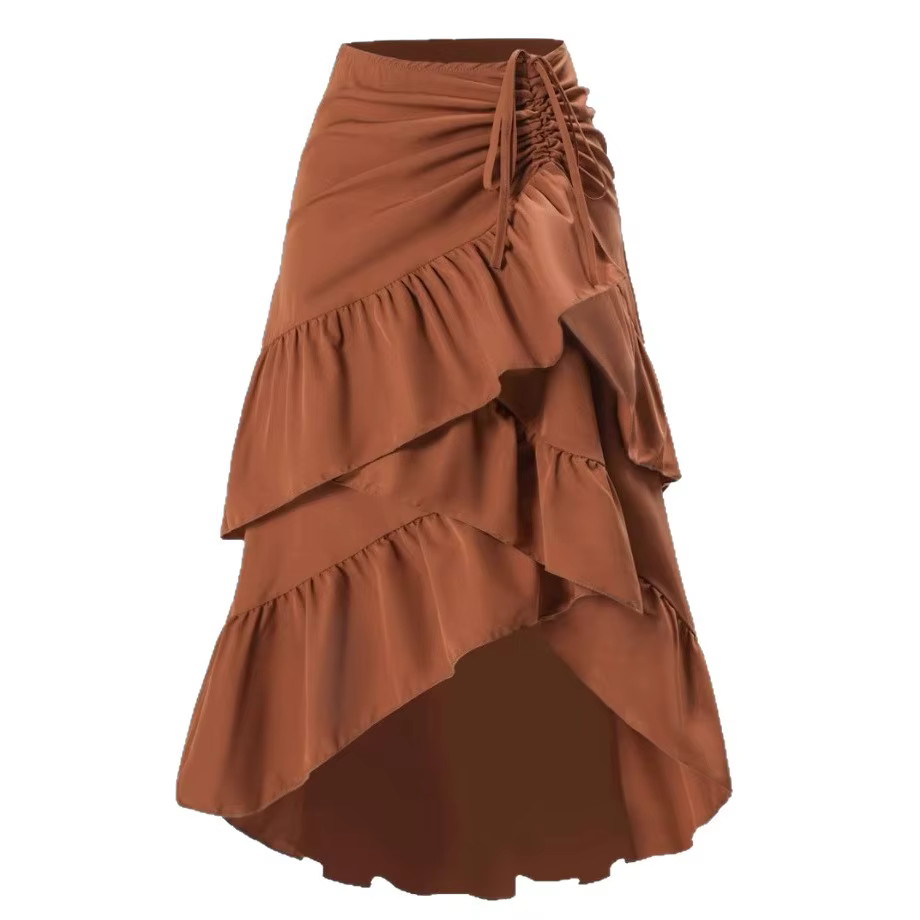 Vêtements pour femmes, demi-jupe amincissante taille haute, Patchwork, avec ourlet à volants, nouvelle collection été 2025