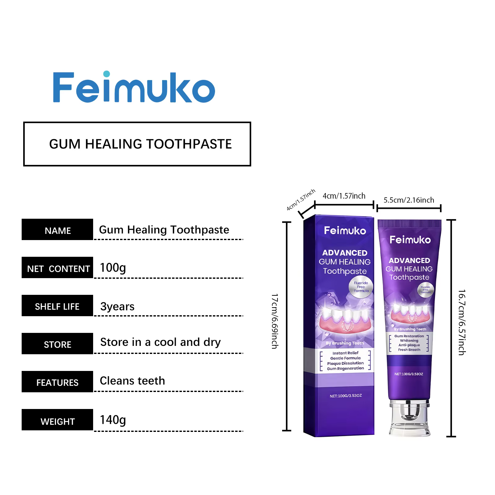 Dentifrice Réparateur Gencives Anti-Caries Améliore la Plaque Protège les Gencives Estompe les Taches Dentaires Haleine Fraîche Nettoyage en Profondeur Formule Douce Pour Toute la Famille