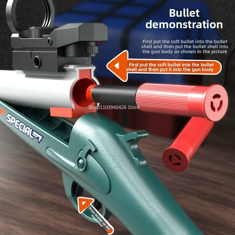 S686 Pistolet Lanceur de Billes Souples Airsoft à Éjection de Douilles, Jouet de Tir pour Jeux CS en Extérieur, Cadeau Amusant pour Garçons