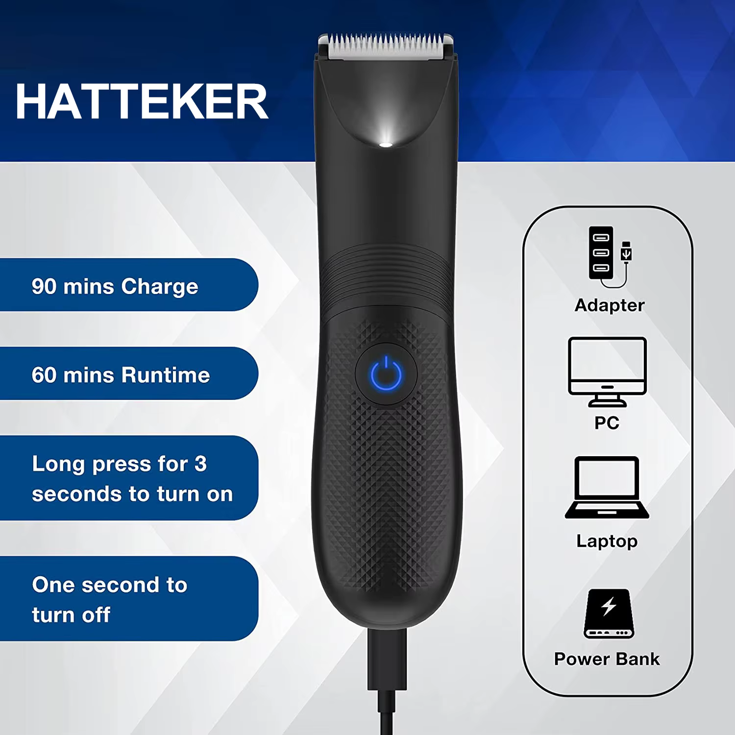 Tondeuses à barbe tondeuse à cheveux corps USB Rechargeable sûr étanche lame en céramique tête