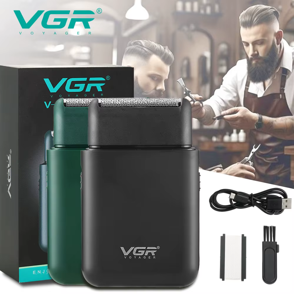 VGR V-390 mini tondeuse à barbe sans fil à lame unique rasoir rechargeable feuille électrique visage corps
