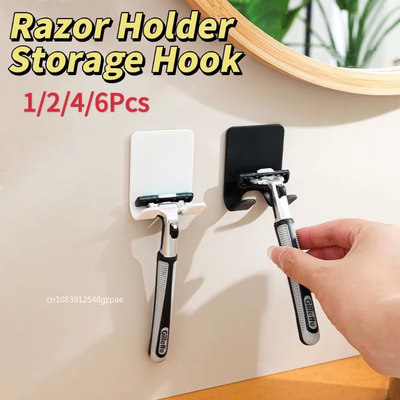 1/2/4/6 pièces salle de bain porte-rasoir crochet de rangement mur hommes rasage rasoir étagère sans poinçon