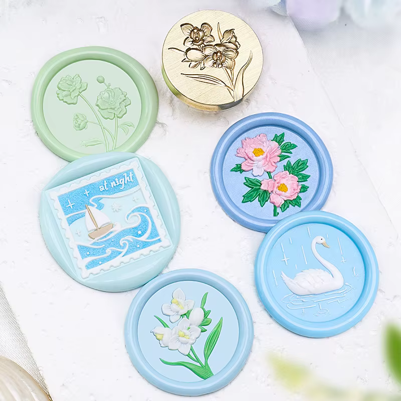 Tête de sceau de cire gaufrée série Garden, 1 pièce - Parfaite pour les lettres d'amour, les invitations, les cartes de vœux, le journalisation, le scrapbooking et les loisirs créatifs