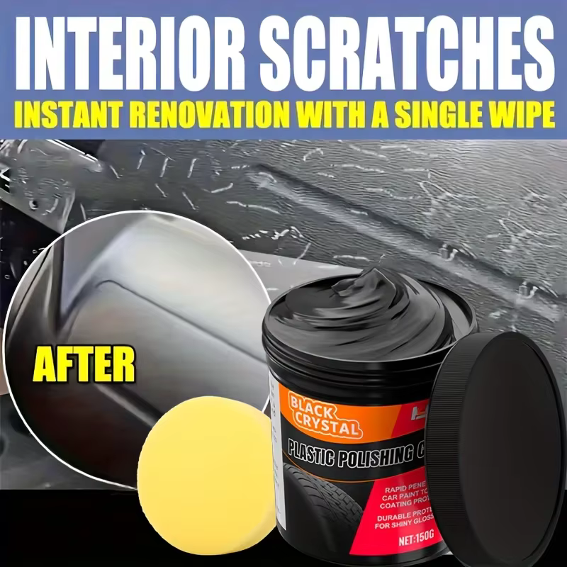 Pâte de réparation pour plastique et caoutchouc, 150g, vernis cristal noir pour rayures de voiture, brillance des pneus et renouvellement intérieur, Anti-âge et décoloration