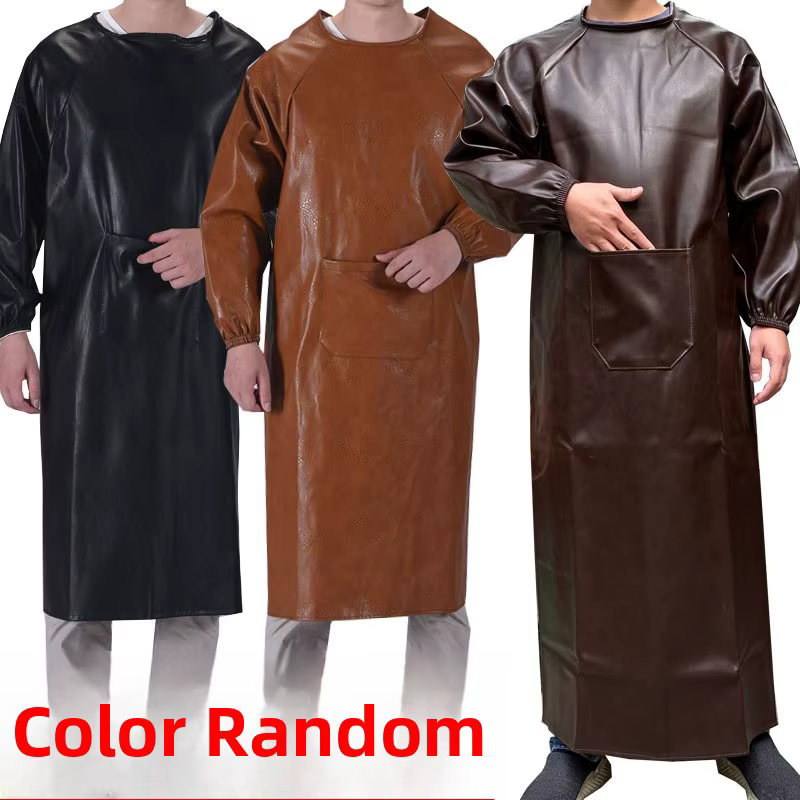 Tablier imperméable en polaire épaisse grande taille, à manches longues, résistant à l'huile, en coton et polyester, pour le travail