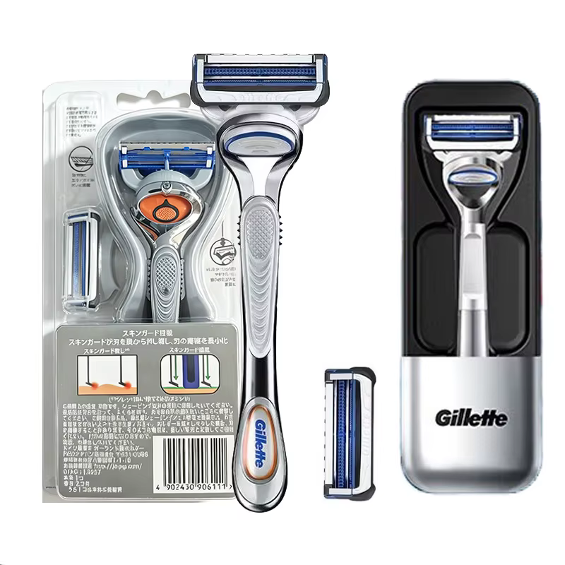 Rasoir manuel Gillette SkinGuard, 2 lames nano fines, peigne de protection pour la peau, bandes lubrifiantes, pour peaux sensibles et sujettes à l'acné, rasoir pour débutants