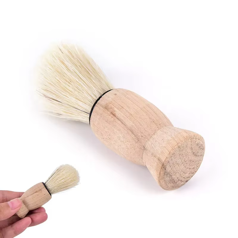 ▧ ~1x brosse à raser professionnelle avec manche en bois