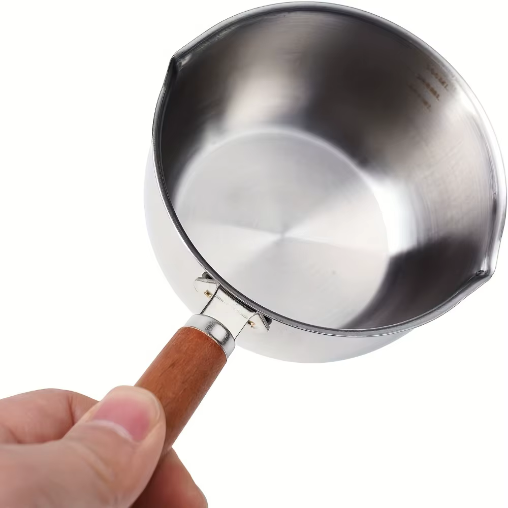 Pot en acier inoxydable de 10oz avec manche en bois