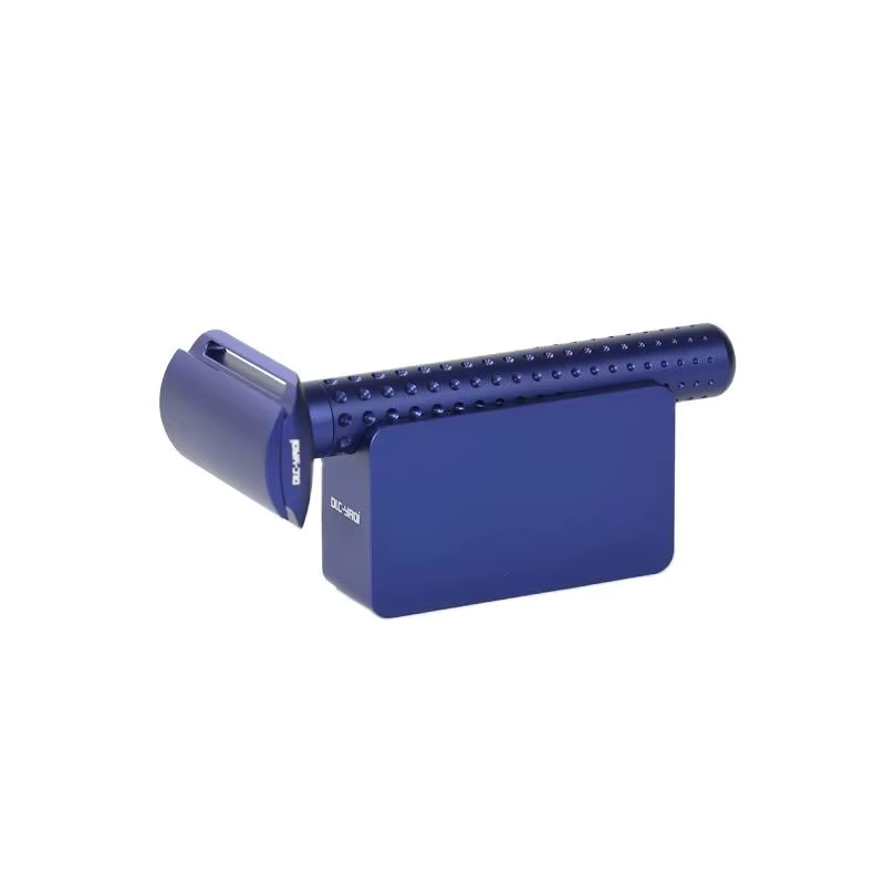 Yaqi Sputnik rasoir et support de sécurité en aluminium pour hommes de couleur bleu foncé