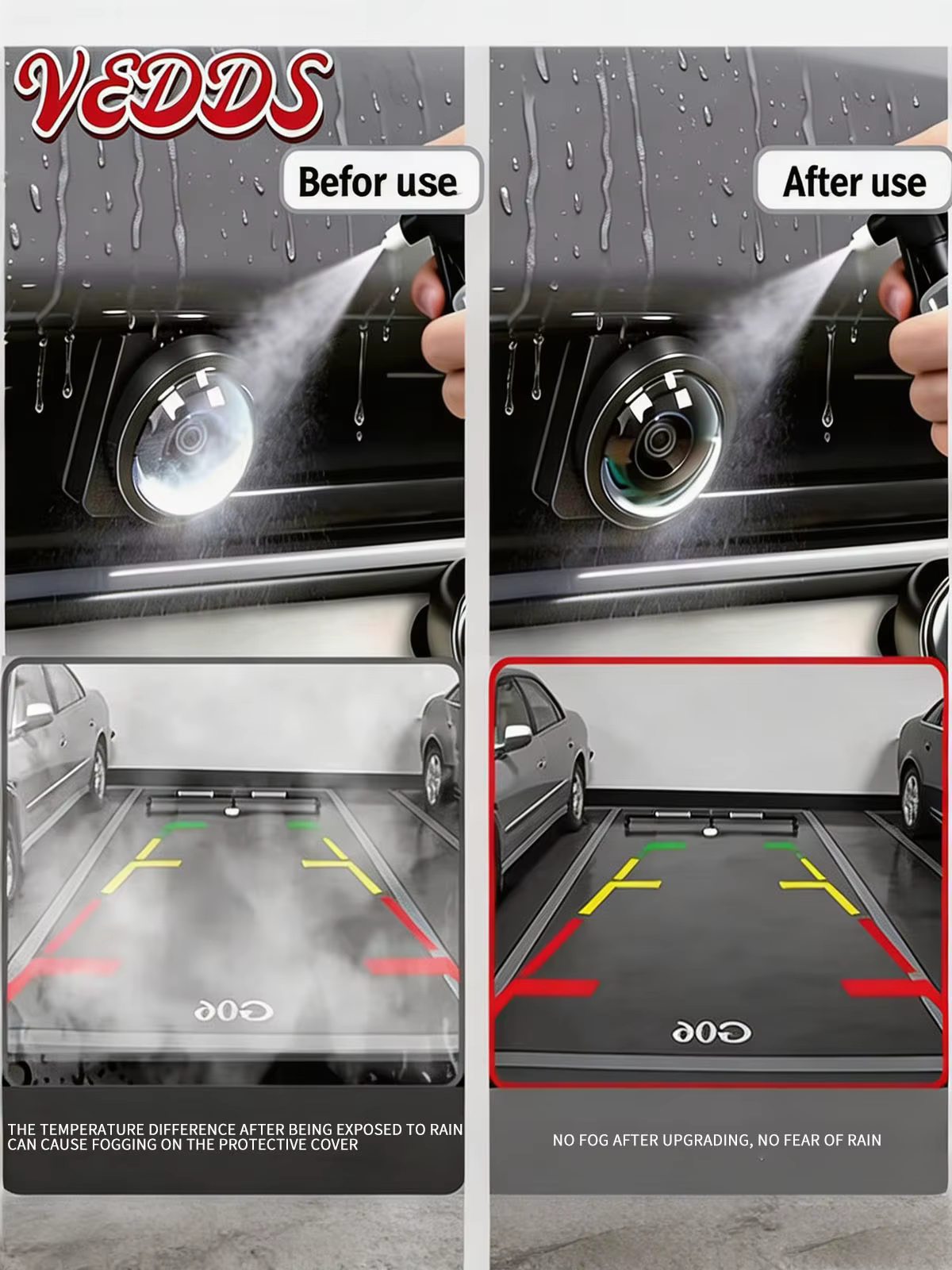 Système d'imagerie panoramique à 360 degrés pour voiture, couverture de protection pour caméra avant et arrière, en film transparent haute définition, peut être utilisé