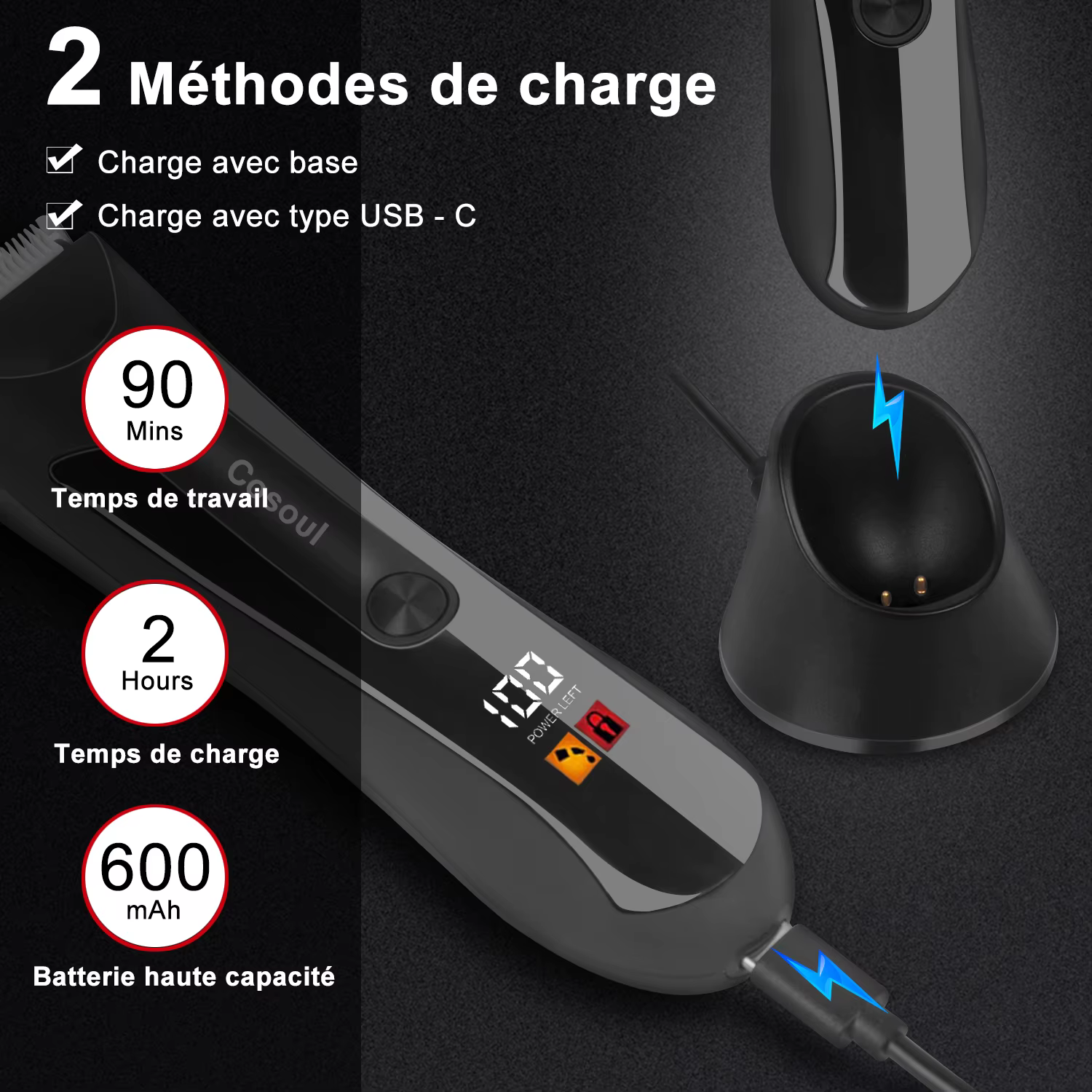 Cosoul Tondeuse à poils de corps pour hommes