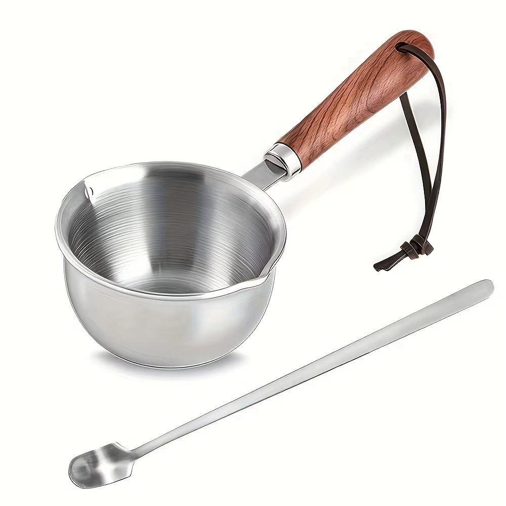 Pot en acier inoxydable de 10oz avec manche en bois