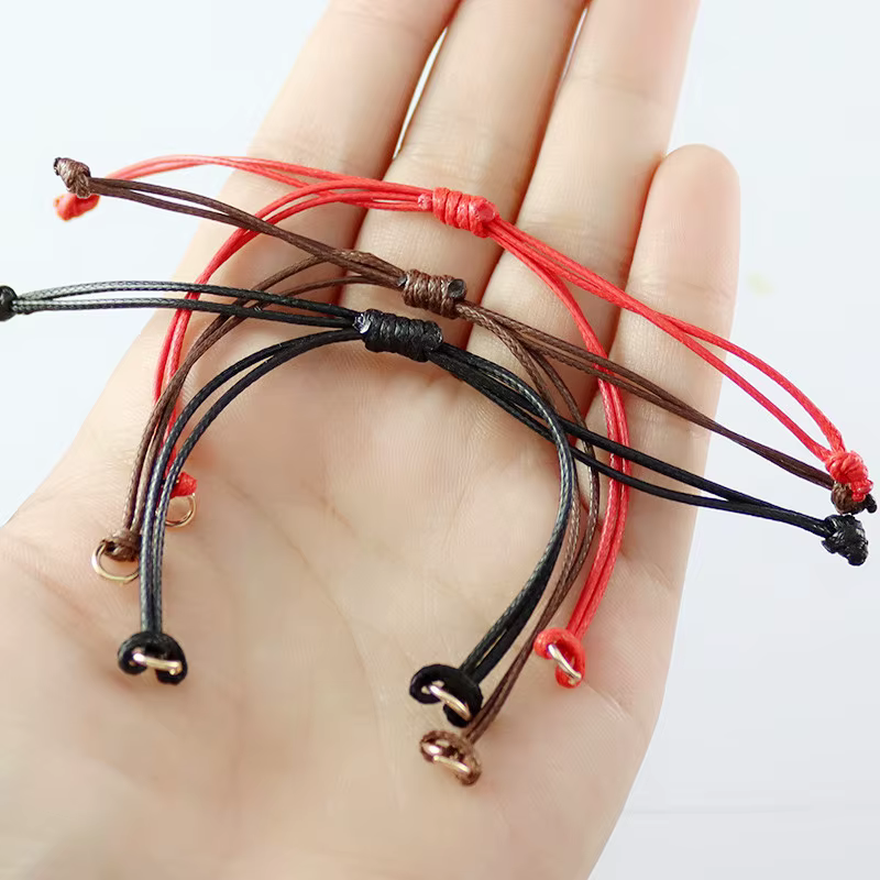 Bracelet tressé fait à la main, 10 pièces, cordon ciré réglable, chaîne pendentif pour bricolage, accessoires de Bracelet faits à la main, bijoux
