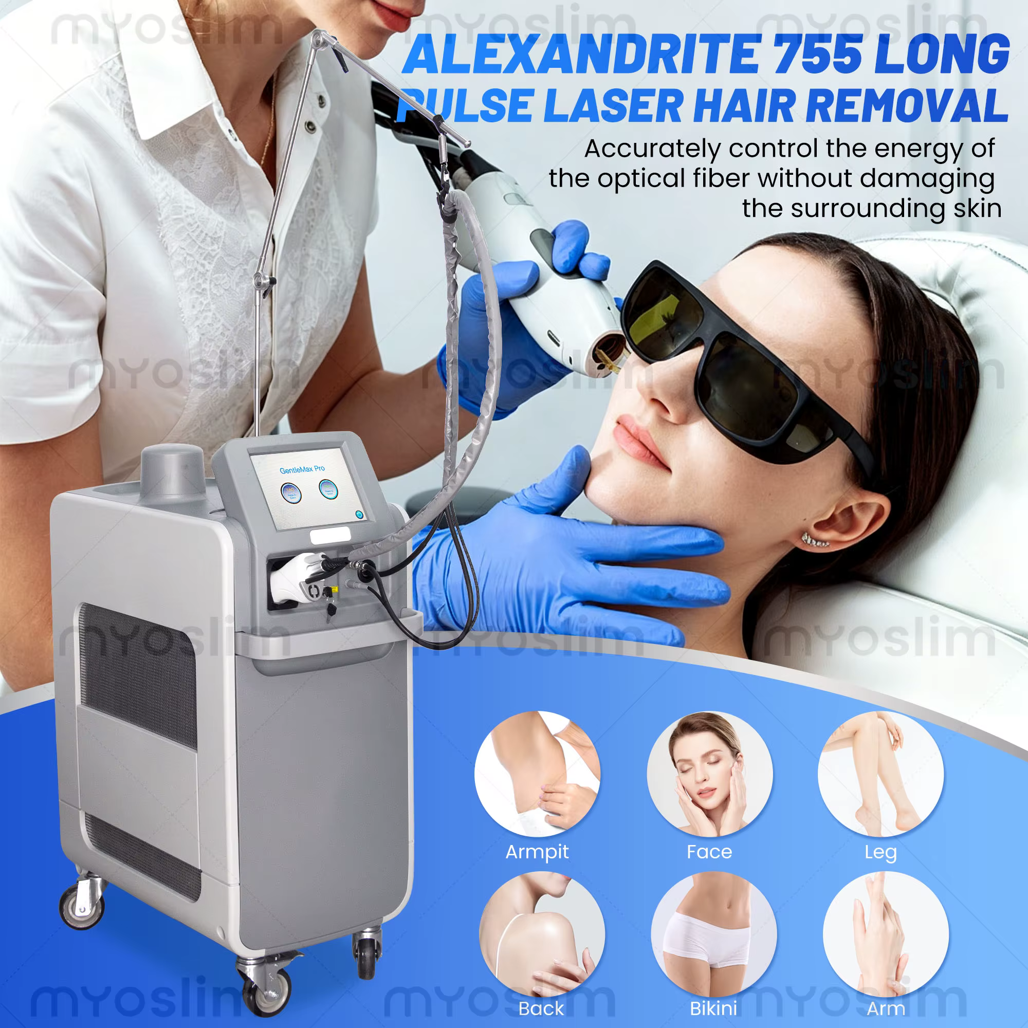 Machine laser Alexandrite professionnelle SLyric 755nm 1064nm | Épilation indolore et rajeunissement de la peau | Impulsion longue, haute puissance