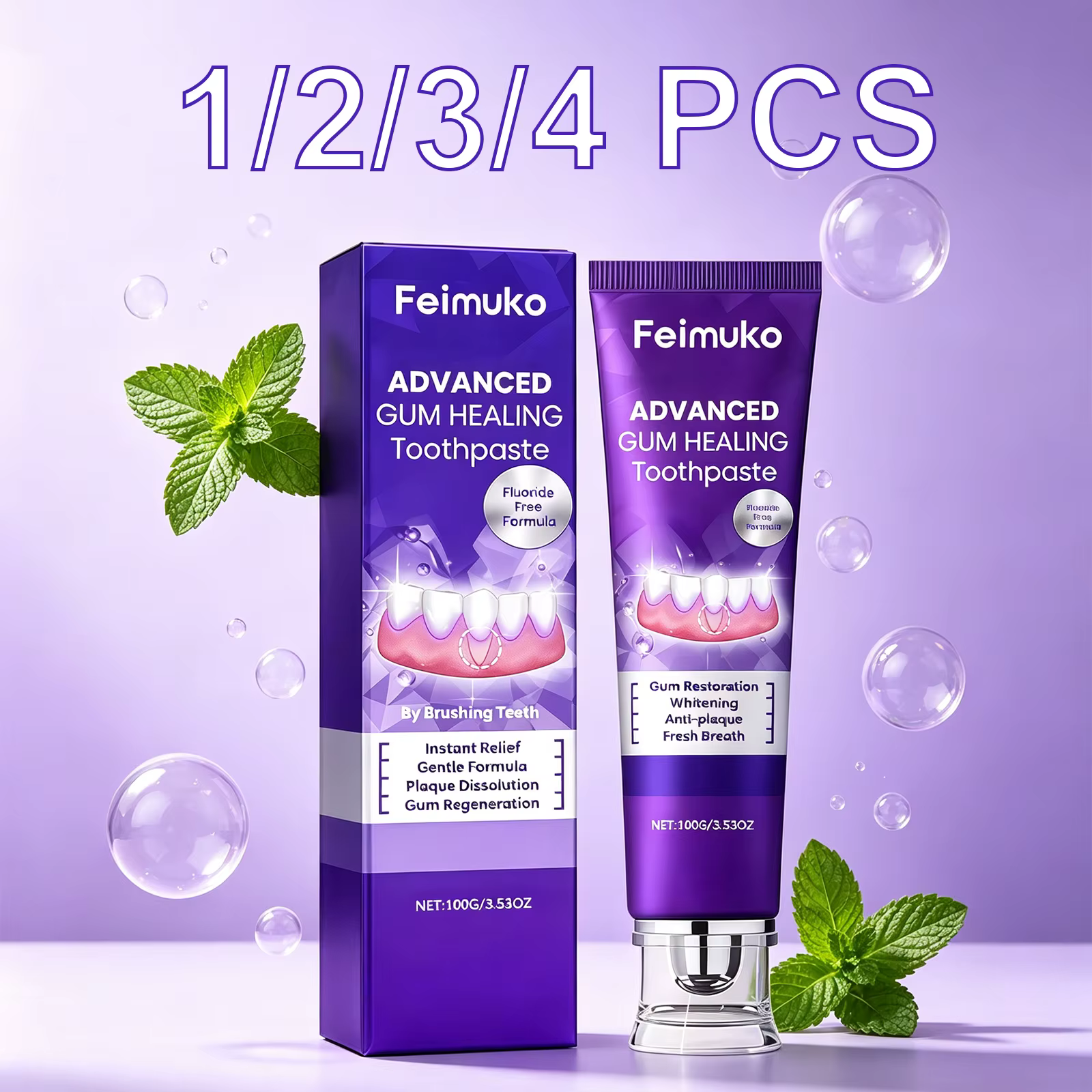 Dentifrice Réparateur Gencives Anti-Caries Améliore la Plaque Protège les Gencives Estompe les Taches Dentaires Haleine Fraîche Nettoyage en Profondeur Formule Douce Pour Toute la Famille
