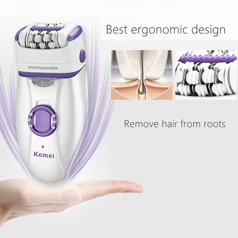 Kemei 1981 3in1 électrique femmes épilateur femme rasoir jambe corps épilation dépilatoire dame Bikini tondeuse pied callosités dissolvant