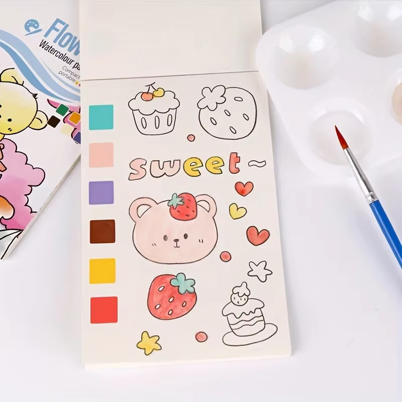 Livre de peinture à l'aquarelle avec 1 livre, 1 stylo, poudre d'eau, Graffiti, dessin, peinture autonome, papier de peinture pour coloriage