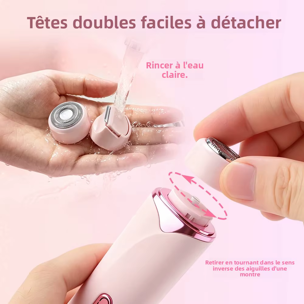 Rasoir électrique double tête 2 en 1 pour femmes