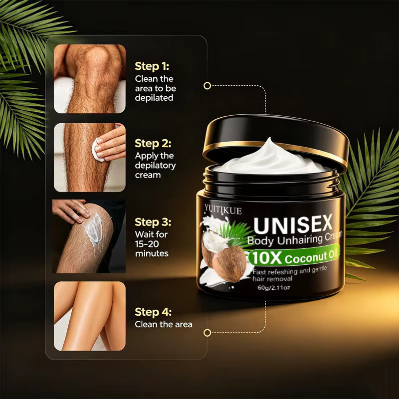 YUITIKUE Crème dépilatoire unisexe à l'huile de coco 10X