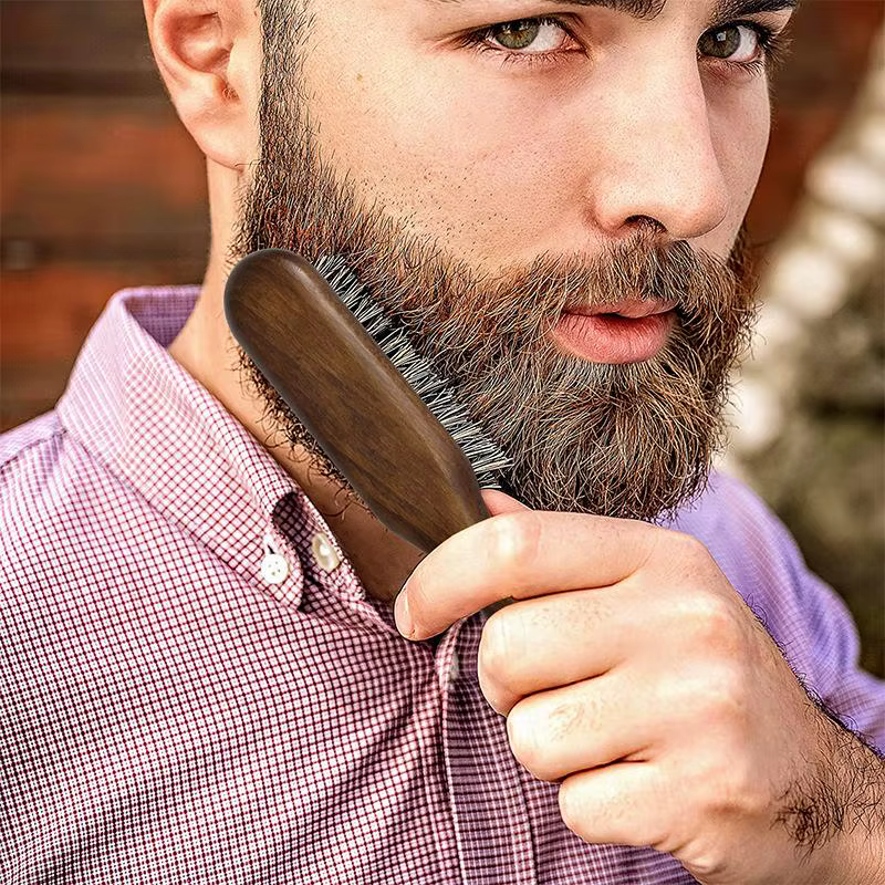 Manche en bois poils de sanglier barbe brosse outil de rasage