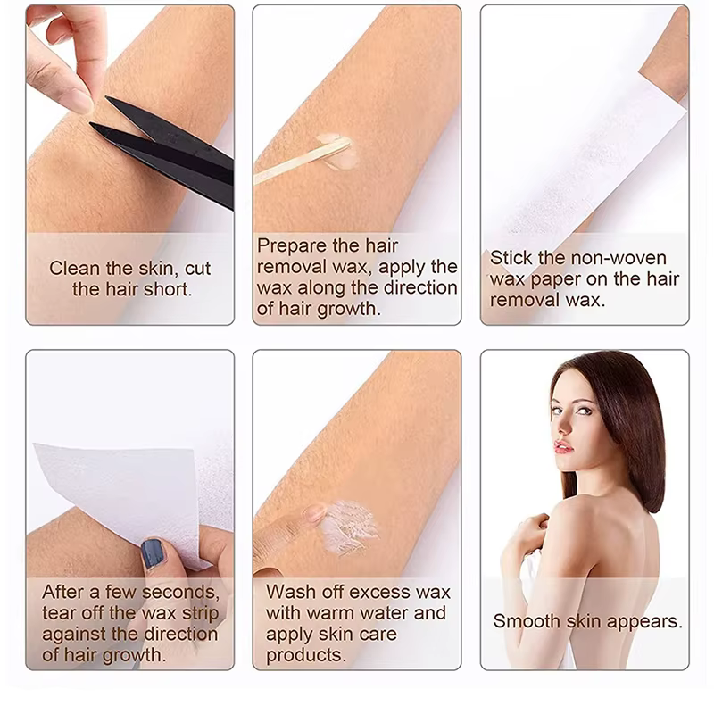 20 pièces/100 pièces épilation cire papier non tissé tissu corps jambe bras