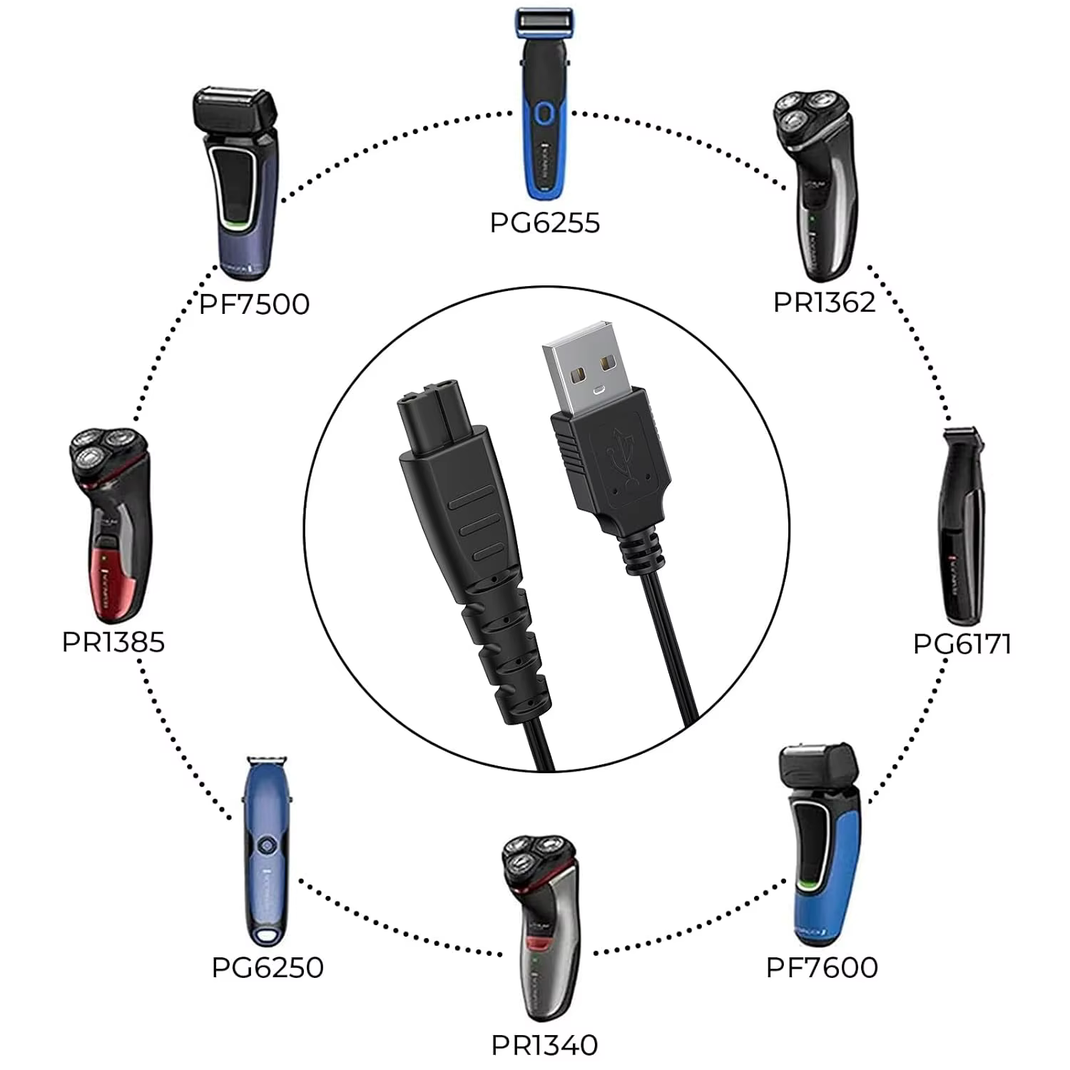 Chargeur USB pour rasoir Remington PG6255 PR1362 PG6171 PF7600 PR1340 PG6250 PR1385