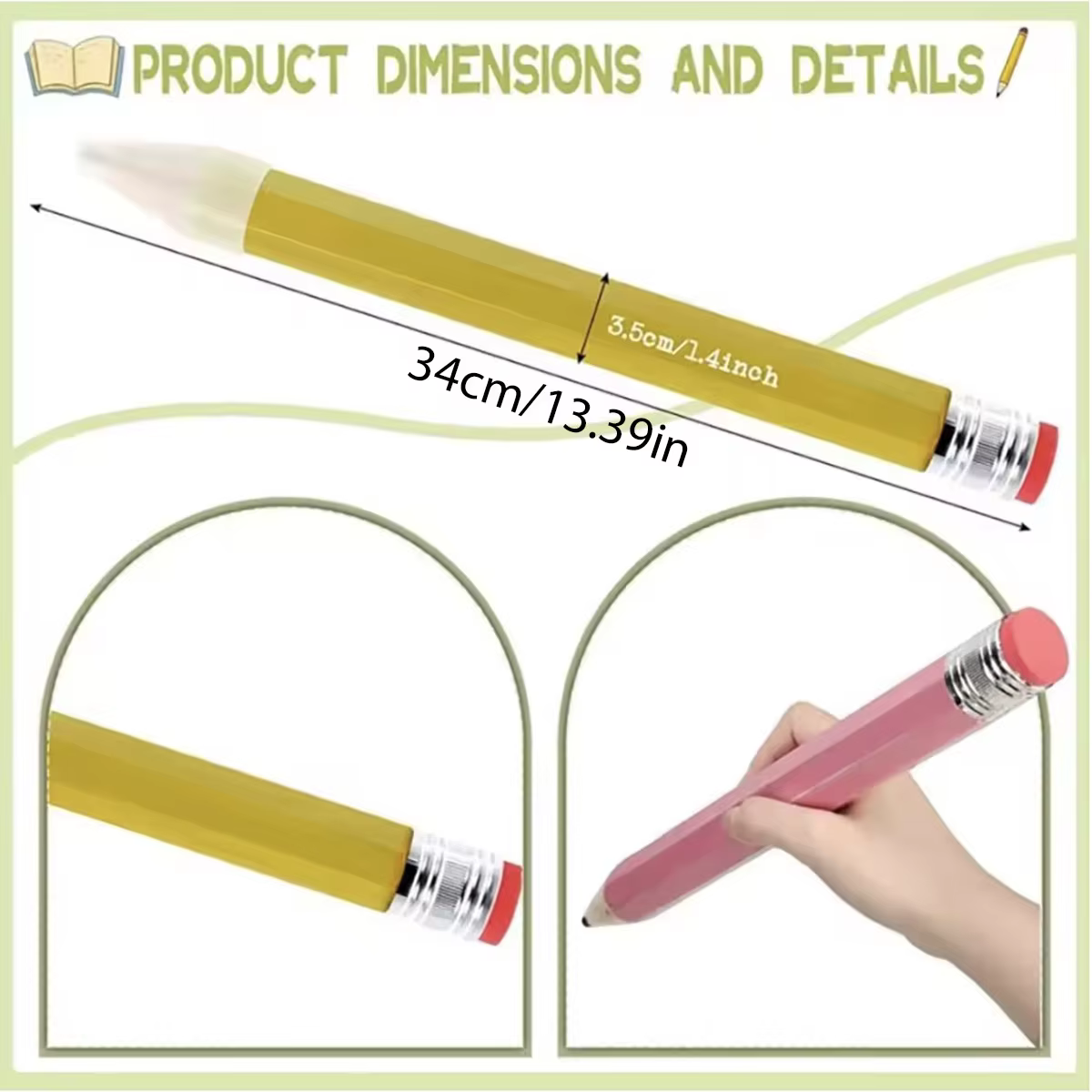 34cm crayon géant pour peintre artiste étudiant grand crayon en bois avec gomme papeterie nouveauté jouet école fournitures de bureau cadeau
