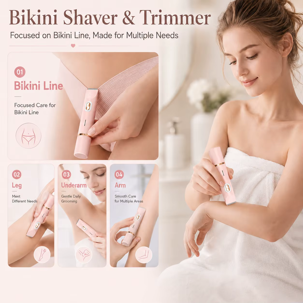 Épilateur Électrique Double Tête Étanche IPX7 pour Femme
