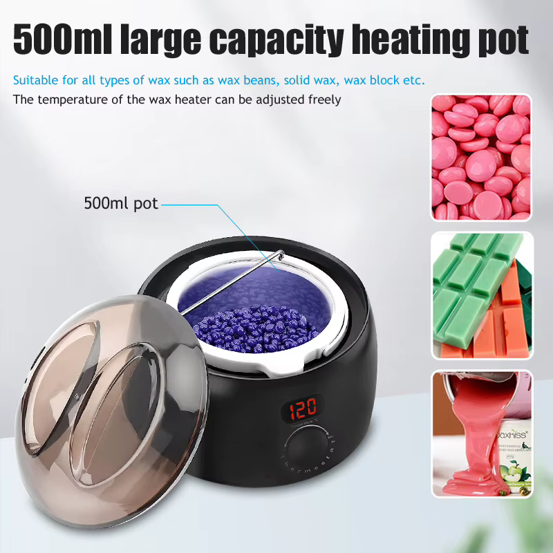 Chauffe-cire 500ML ensemble pour épilation/écran d'affichage numérique épilatoire cire dure fondu plus chaud/200g