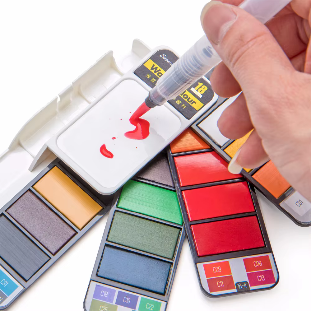 Ensemble d'aquarelle solide 18/25/33/42 couleurs, brosse à eau pour peinture, Pigment pour dessin, fournitures d'art