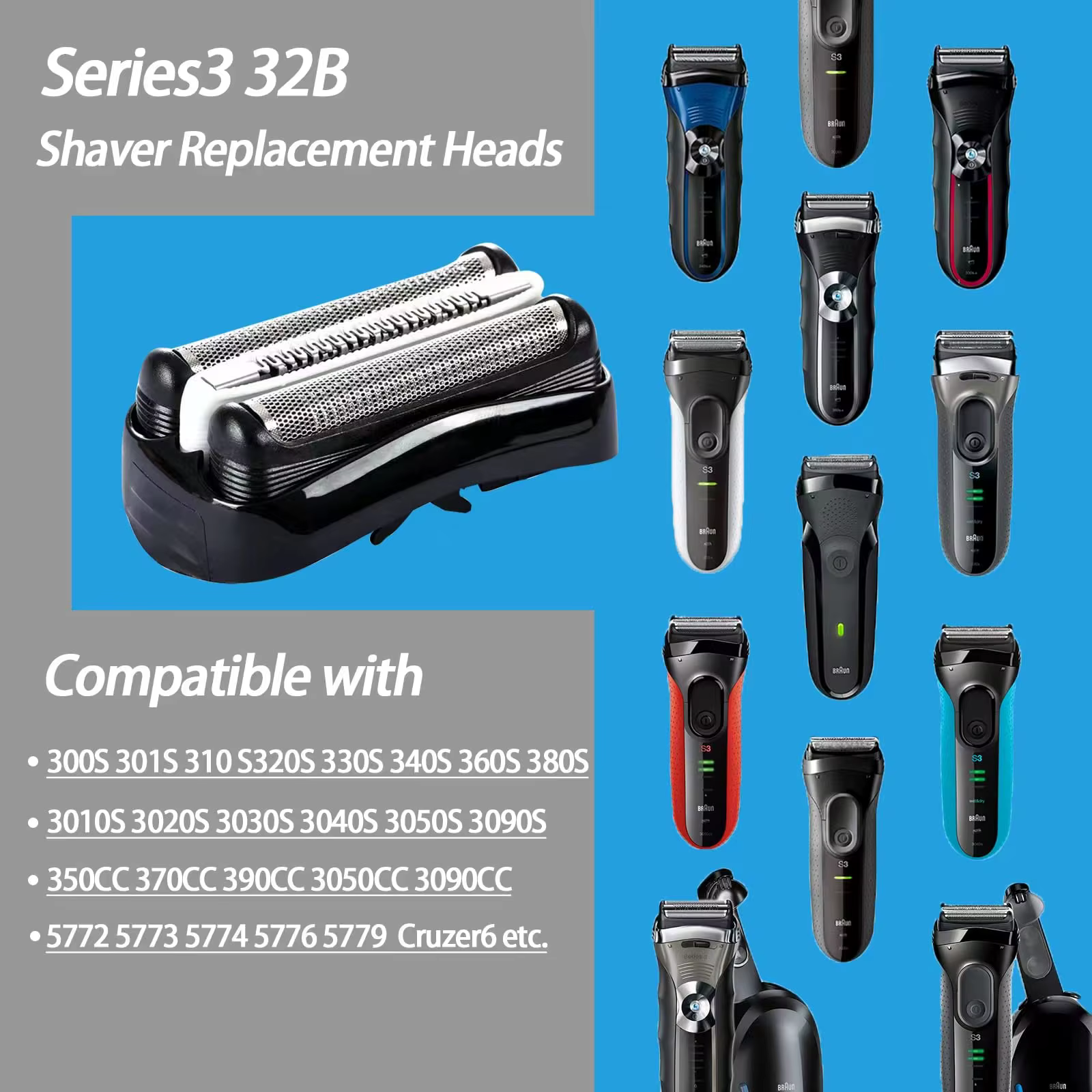 Tête de rasoir électrique Braun 32B pour homme