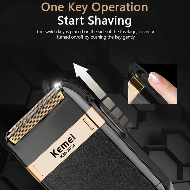 Rasoir électrique rechargeable USB Kemei KM-2024 avec tête de coupe supplémentaire