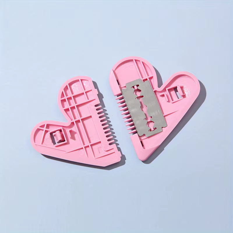 Lot de 3 peignes à cheveux double face en forme de cœur pêche rose